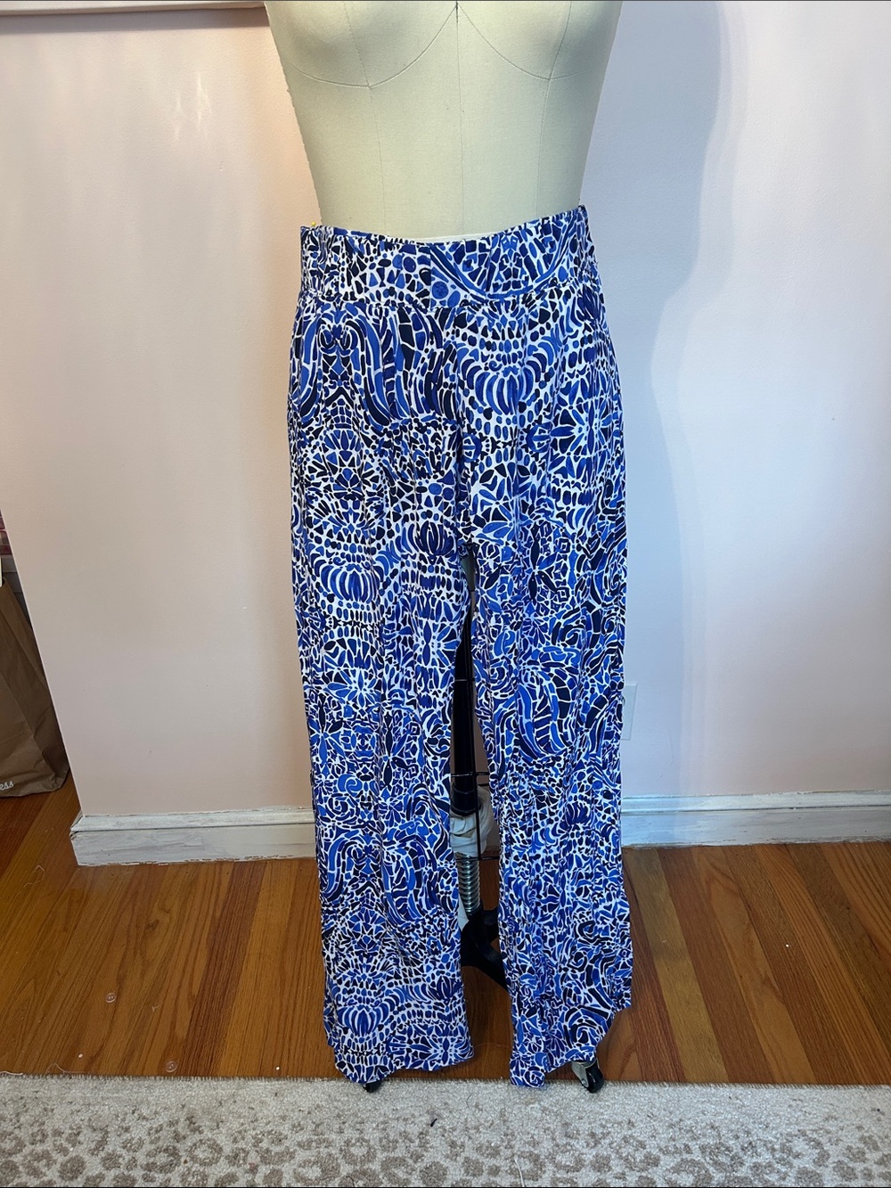 Lilly Pulitzer Blue Printed Wide-Leg Pants